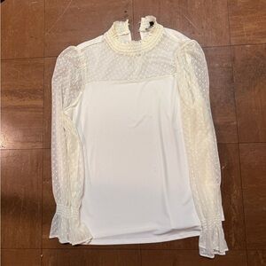 Elegant Cream Blouse with Lace Details